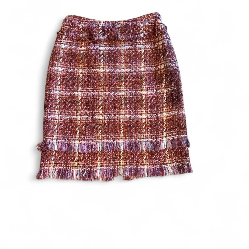 Classiques Entier Red and Purple Tweed Pencil Skirt
